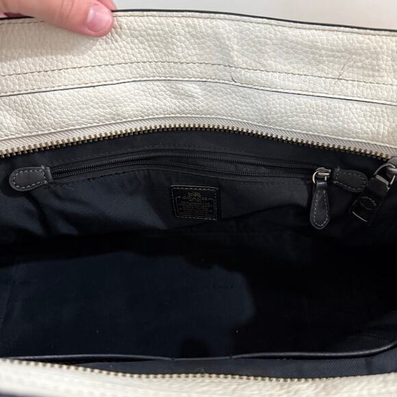 Coach Swagger Colorblock Burgundy White Pebbled Leather Carryall Purse Bag - Picture 9 of 11